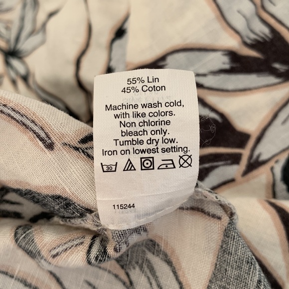 J.Crew linen blend top tropical floral print size x- small 55% linen/45% cotton - Picture 6 of 6